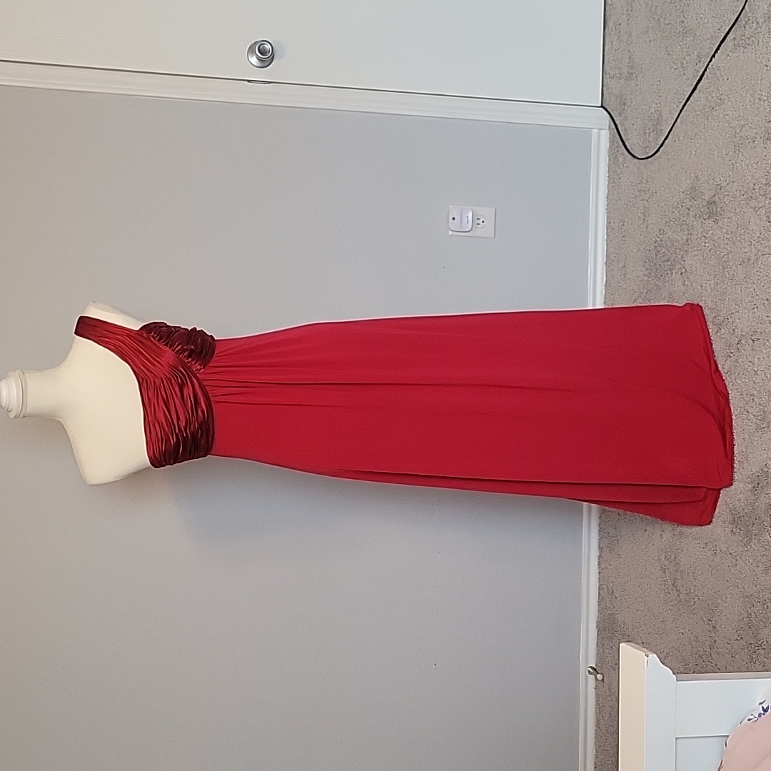 David's Bridal Red One-Shoulder Vintage Gown, Size 6